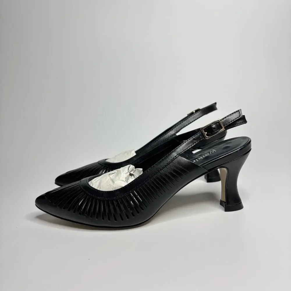 Walking Cradles Sawyer Leather Slingback Pumps in Black